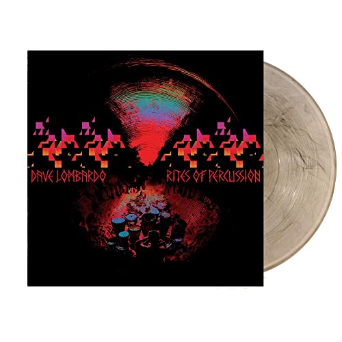 Dave Lombardo's "Rites Of Percussion" vinyl record with abstract, colorful cover art.