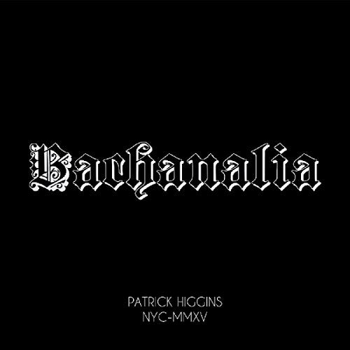 "Black album cover with 'Bachanalia' in white gothic font and artist information below."