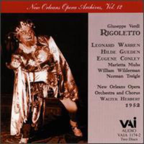 CD cover for Verdi's *Rigoletto* featuring a performer in costume.