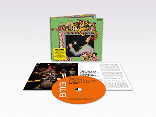 The Kinks album "Everybody's In Show-Biz" CD, booklet, and live photo.