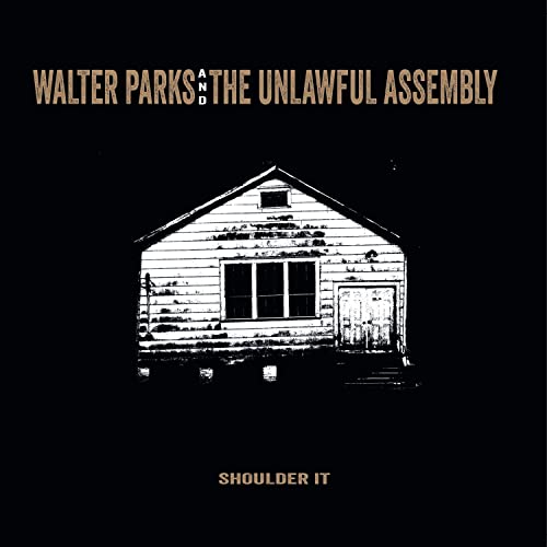 CD cover: black background with a white, weathered wooden building.