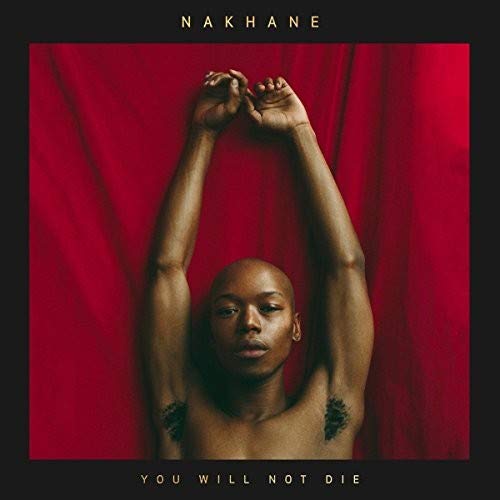 Album cover featuring a man with raised arms against a red curtain background.