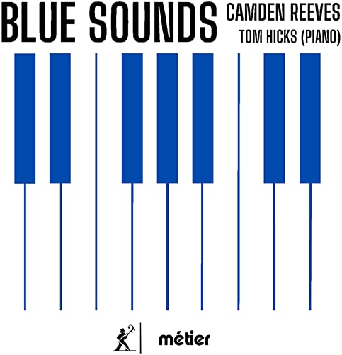 CD cover for “Blue Sounds” by Camden Reeves, featuring piano keys.