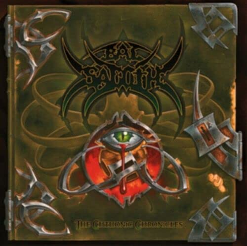 Bal-sagoth album cover: an eye within ornate, book-like metalwork.