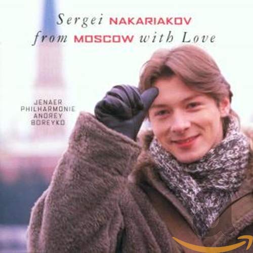 CD cover featuring portrait of Sergei Nakariakov with Moscow background.