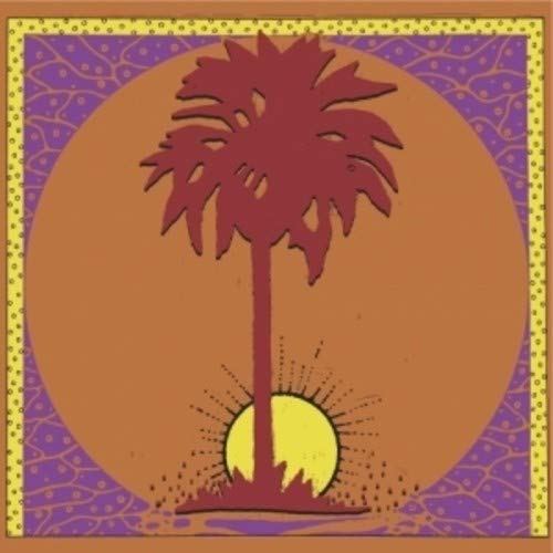 Vinyl record cover with a red palm tree and rising yellow sun.