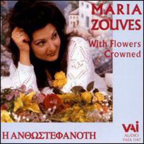 CD cover featuring Maria Zouves posing behind a colorful arrangement of flowers.