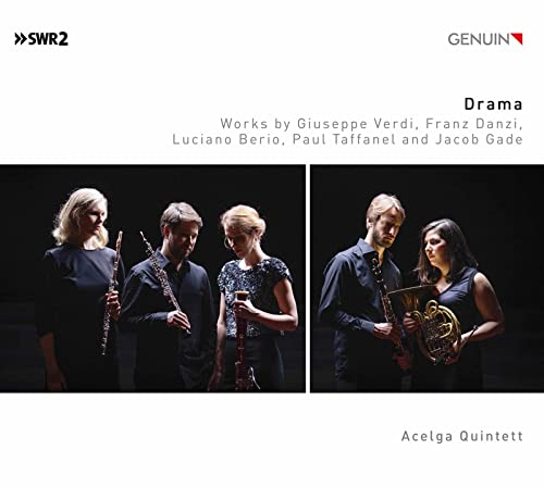 CD cover featuring five musicians with wind instruments in dark attire.