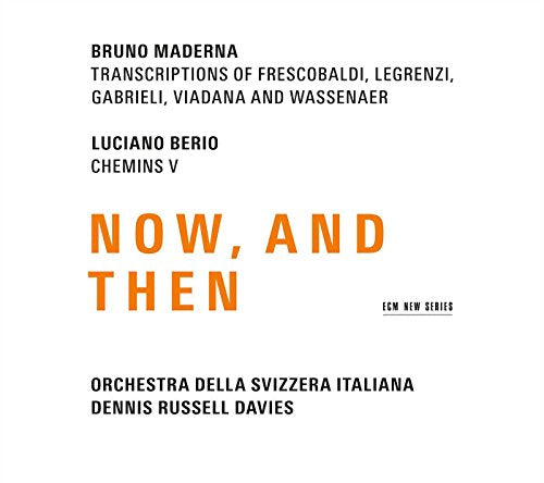 White album cover with "Now, and Then" in large orange text.
