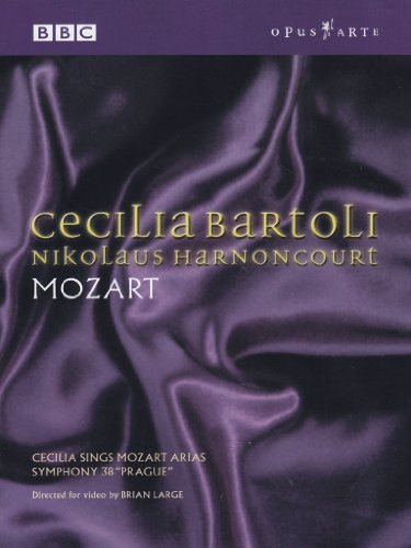 DVD cover for “Mozart Arias” featuring Cecilia Bartoli in purple fabric.
