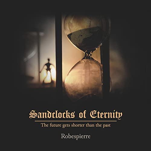 Vinyl record of Robespierre album, “Sandclocks Of Eternity,” with barcode.