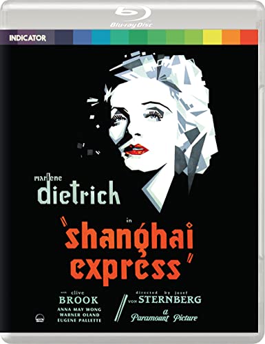 Blu-ray cover for "Shanghai Express" featuring Marlene Dietrich’s stylized portrait.