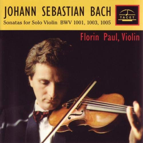 CD cover featuring violinist Florin Paul and text “Johann Sebastian Bach”.