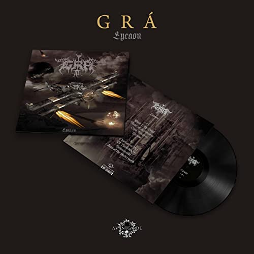 Vinyl record and album cover featuring an illustrated attack aircraft.