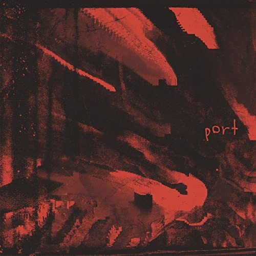 Red and black abstract album cover with the word "port" visible.