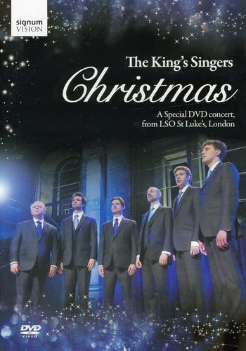 DVD cover for The King’s Singers’ “Christmas” concert, featuring the group.