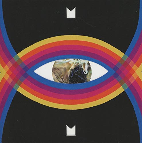 Album cover for Modest Mouse’s “Night on the Sun” featuring an eye and rainbow.