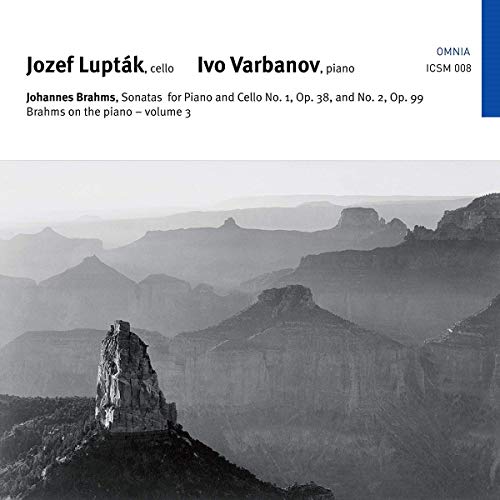 CD cover for Brahms sonatas with a mountain landscape background.