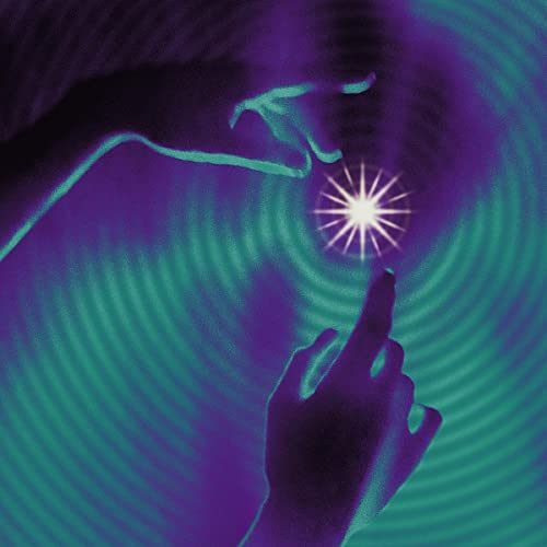 Abstract album cover with a hand reaching toward a glowing, circular light.