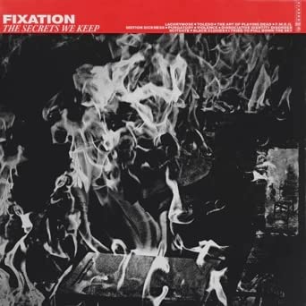 Vinyl record cover with abstract black and white image of flames and figures.