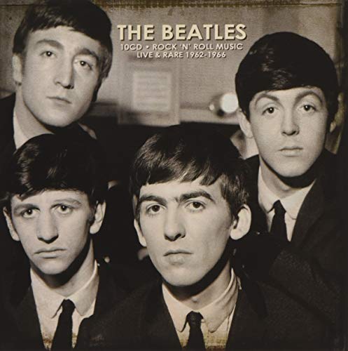 The Beatles album cover featuring four young men in suits.