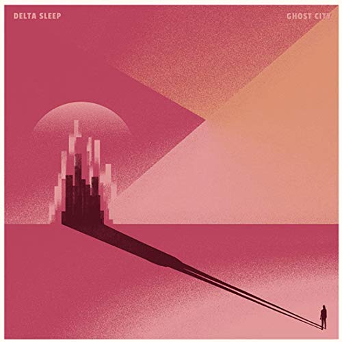 Album cover art featuring a person standing before a shadowy cityscape with a red and orange background.