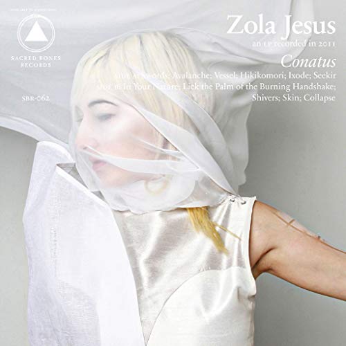 Zola Jesus album cover, “Conatus,” featuring a woman veiled in fabric.