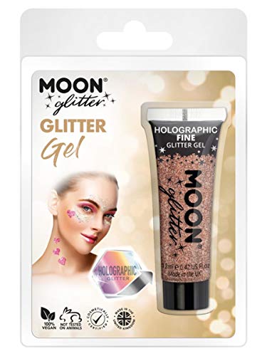 Smiffys Moon Glitter Holographic Fine Glitter Gel, Rose Go