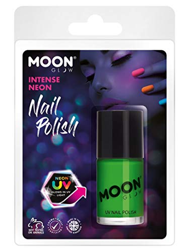 Smiffys Moon Glow Intense Neon UV Nail Polish, Neon Green
