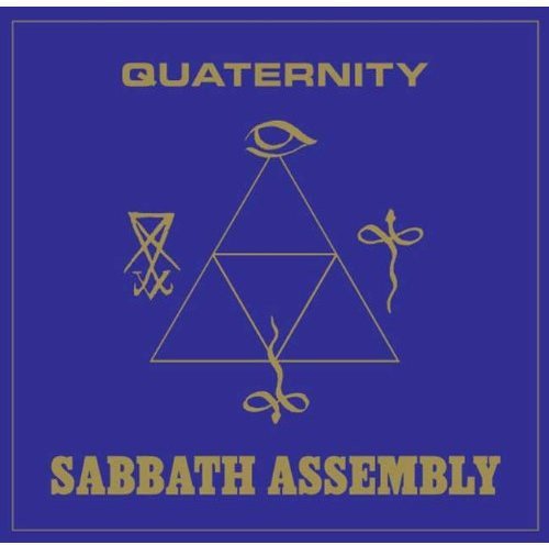 Blue album cover with gold symbols and text "Sabbath Assembly - Quaternity".