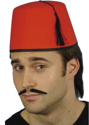 Smiffys Fez Hat with Black Tassel - Red