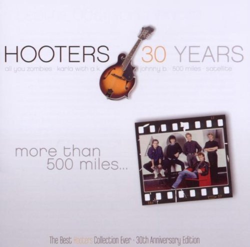 Hooters CD cover with band photo in filmstrip and a mandolin.
