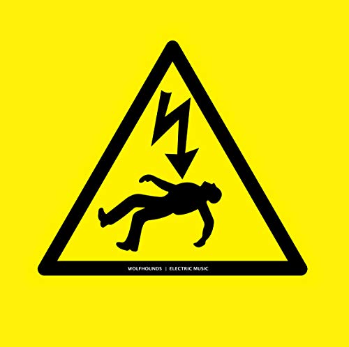 Yellow warning sign with a black silhouette of a person struck by lightning.