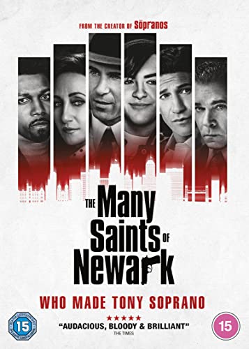 DVD cover for "The Many Saints of Newark" featuring six character portraits.