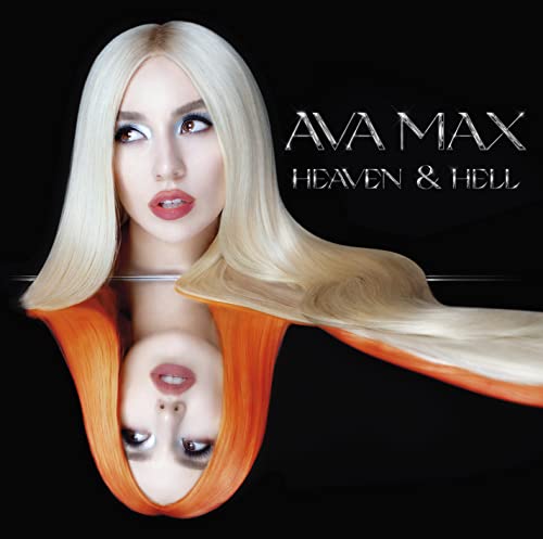 Ava Max album cover, “Heaven & Hell”, featuring a portrait with distorted reflections.