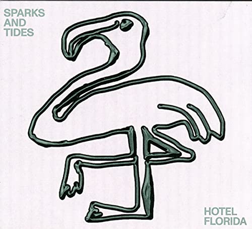 Album cover for Sparks And Tides’ “Hotel Florida” featuring a green flamingo.
