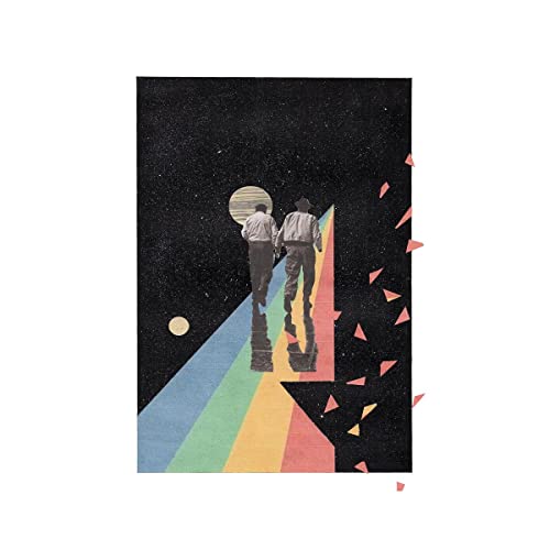 Vinyl album cover depicting two figures walking towards a moonlit horizon.