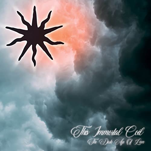 CD cover with dark sunburst against swirling orange and grey clouds.