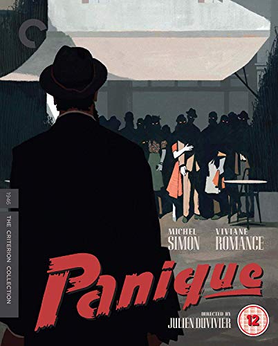 "Blu-ray cover art for 'Panique' featuring a man in a fedora and coat."