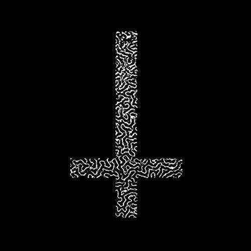 A white cross-like symbol on a black background, with a squiggly pattern.