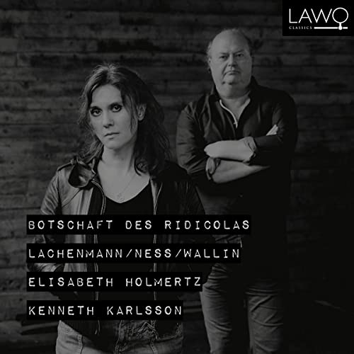 Black and white album cover featuring two people and text details.