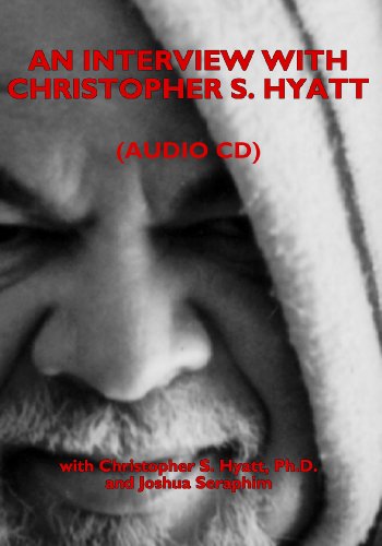 Close-up black and white portrait of Christopher S. Hyatt on CD cover.
