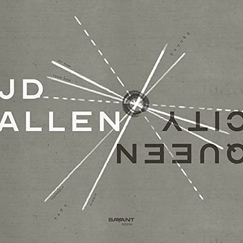 CD cover for JD Allen’s “Queen City” with abstract clock design.