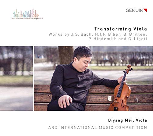 CD cover featuring violist Diyang Mei seated with his instrument.