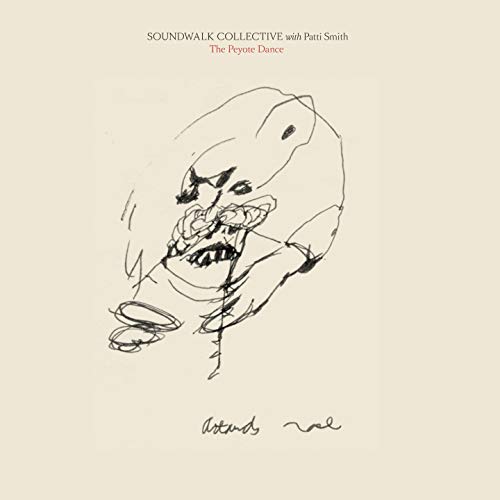 Sketch of a face in hands, album cover for "The Peyote Dance.