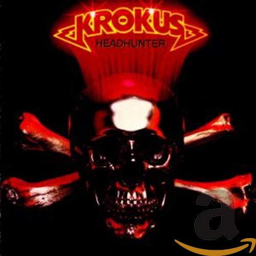 Krokus “Headhunter” CD cover: red skull with crossed bones.
