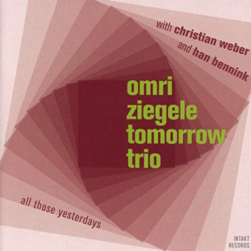 "CD cover with pink-toned spiral design and green and red text."