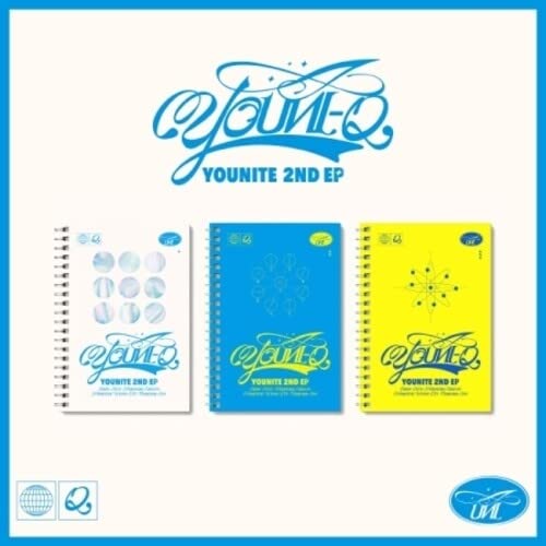 Younite's "Youni-Q" CD album cover with three spiral-bound notebook designs.