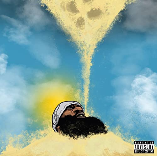 Album cover with a man looking up at a swirling, skull-shaped cloud.