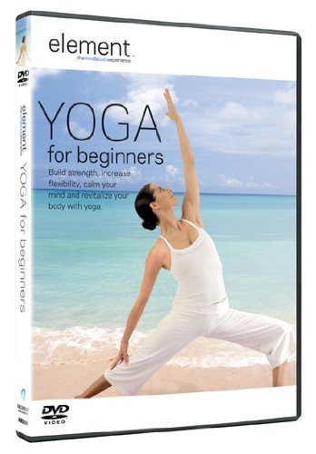 DVD cover featuring a woman in a yoga pose on a beach.